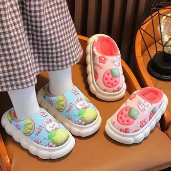 Детские тапочки, детские нескользящие тапочки с мультяшной подошвой на мягкой подошве, теплая домашняя обувь, детская обувь 28-29