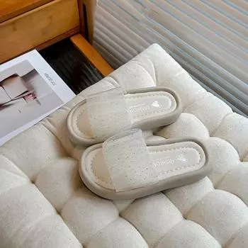 Детские тапочки для девочек 2024 года, летняя новая мода в корейском стиле, простая мягкая подошва, удобная, с открытым носком, легкая, классная пляжная обувь 26 бежевый