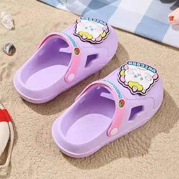 Детские тапочки для девочек Детские домашние тапочки с мягкой нескользящей подошвой для детей Детские прохладные тапочки Мальчики носят легкую обувь с отверстиями на улице Inner Length 16cm (Size 24-25)