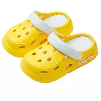 Детские тапочки для мальчиков и девочек. Нескользящая мягкая обувь с дырочками для родителей и детей. Детские женские сандалии маленького и среднего размера. 171 жёлтый