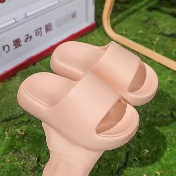 Детские тапочки для мамы, летние домашние тапочки для ванной комнаты, одно слово, толстая подошва, нескользящая верхняя одежда, детские тапочки с мягкой подошвой, классные тапочки 24 грязно-белый