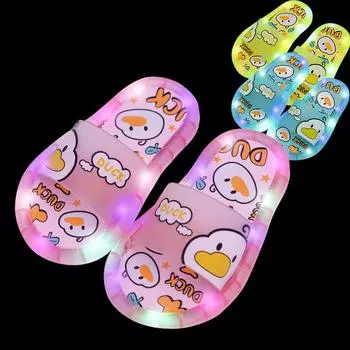Детские тапочки, летние милые тапочки с мигающими огнями для мальчиков и девочек, домашние нескользящие тапочки с мягкой подошвой 24/25