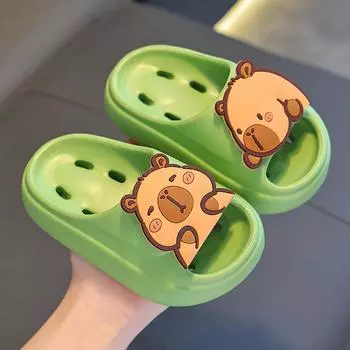 Детские тапочки, летние нескользящие купальные тапочки для мальчиков и девочек, детские домашние сандалии принцессы для девочек и тапочки 24/25 абрикосовый