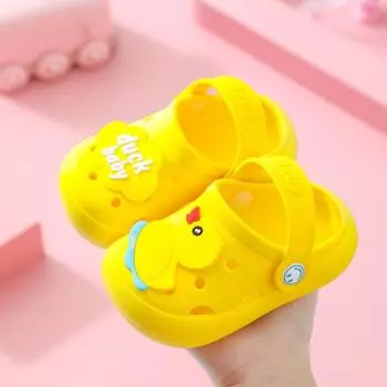 Детские тапочки, летние нескользящие тапочки с мягкой подошвой для мальчиков и девочек с героями мультфильмов 21-22 жёлтый