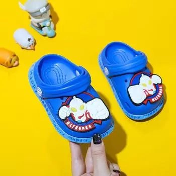 Детские тапочки Летние тапочки для мальчиков, домашние тапочки, большие, средние и маленькие детские тапочки Baotou Cool 18-19 синий