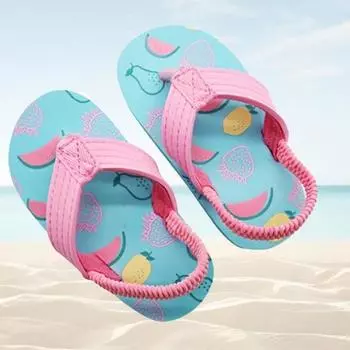 Детские тапочки с круглым носком, нескользящие дышащие шлепанцы из ЭВА, детские тапочки 24 зелёный