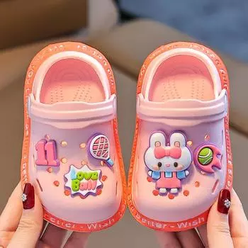 Детские тапочки с милыми мультяшными героями для девочек и мальчиков с мягкой подошвой Детские сумки Перфорированная обувь Домашние и детские сандалии 18