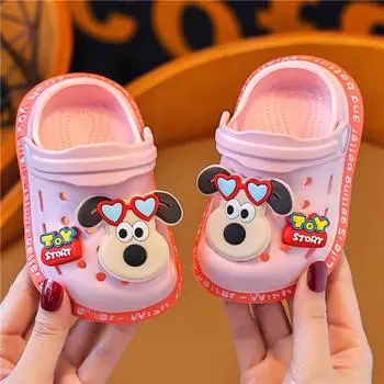 Детские тапочки с рисунком из мультфильмов, мягкие, нескользящие 23 розовый