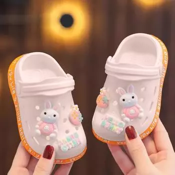 Детские тапочки с рисунком из мультфильмов, мягкие, нескользящие 24 розовый