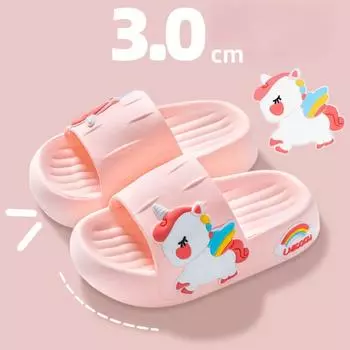 Детские тапочки Tramp Sense, летние домашние тапочки для девочек и мальчиков с мягкой подошвой, сандалии с милым единорогом для маленьких девочек, тапочки 24-25 розовый