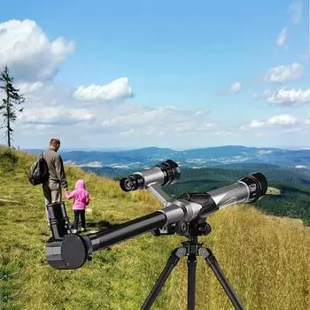 Детские телескопы, образовательные, научные, астрономические телескопы для начинающих, монокуляр со штативом, окуляры, компас, искатель серый