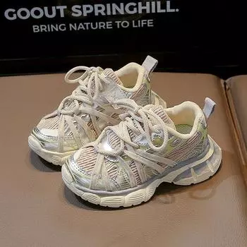 Детские теннисные туфли, дышащие, универсальные, спортивная обувь для девочек, модные, повседневные, для детей, школьников, кроссовки для бега, нескользящие, новые 26 чёрный