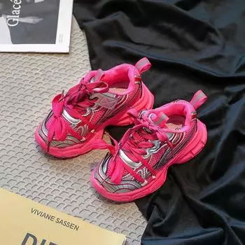 Детские теннисные туфли, осенние новые повседневные модные детские спортивные туфли для девочек, легкие дышащие кроссовки для бега для мальчиков с липучкой 26 серый