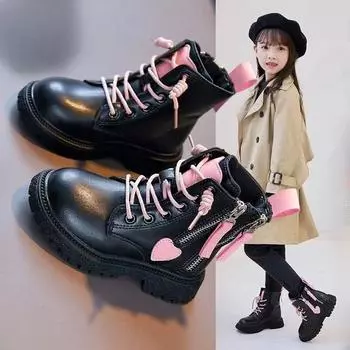 Детские теплые бархатные пинетки, новые модные кожаные сапоги для девочек 26