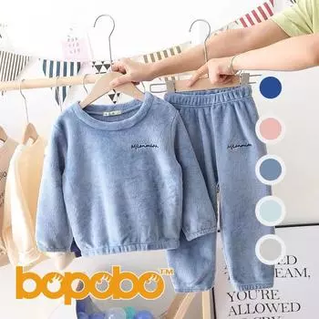 Детские теплые брюки для осени и зимы Зимние плюс бархатные пижамы для мальчиков Детские топы Одежда для девочек Пижамы Коралловый бархат плотный 100cm красный