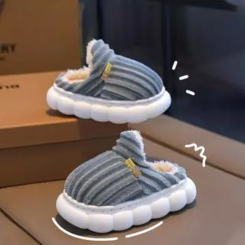 Детские теплые домашние тапочки из бархата и хлопка на осень и зиму 24/25 inner length 15CM