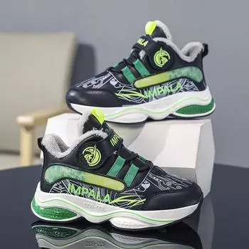 Детские теплые зимние сапоги. Детская зимняя хлопчатобумажная обувь. Нескользящие теплые плюшевые сапоги на открытом воздухе. Теплая меховая обувь с высоким берцем. Водонепроницаемые теплые кроссовки. 31 черный серый