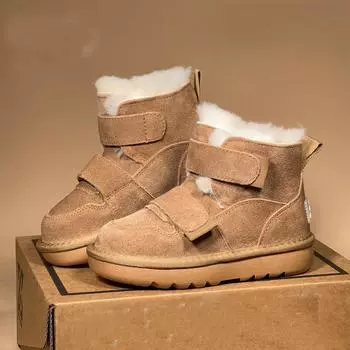 Детские теплые зимние сапоги из толстого хлопка среднего размера для девочек, теплые хлопковые ботинки на липучках, модные хлопковые сапоги 30