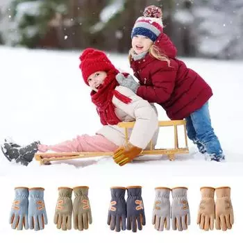 Детские термоперчатки зимние флисовые теплые перчатки для снега ветрозащитные варежки для холодной погоды для занятий спортом на открытом воздухе катание на лыжах сноуборде светло-серый