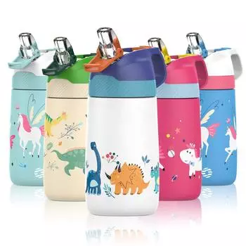 Детские термосы, соломенные чашки, студенческие чашки, портативная защита с изоляцией из нержавеющей стали 316 для использования на открытом воздухе 350ml белый