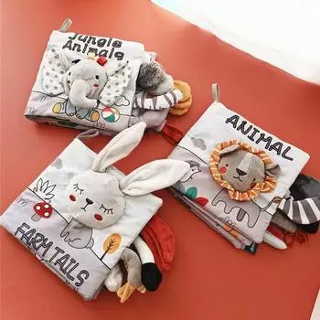 Детские тканевые книги, игрушки, животные, мягкие обучающие развивающие игрушки для развития детей, Монтессори, сенсорные книги, детские игрушки 0 12 месяцев