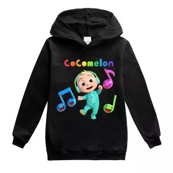 Детские толстовки Cocomelon, детский свитер, милая осенне-весенняя одежда с длинными рукавами для мальчиков и девочек, пуловер с капюшоном 100 оранжевый