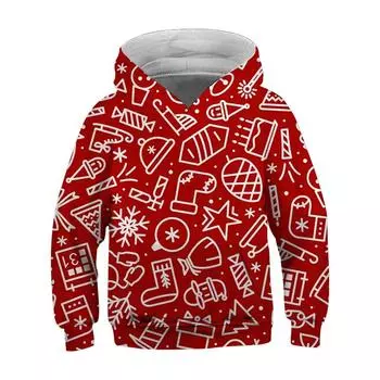 Детские толстовки с капюшоном для мальчиков и девочек, рождественские толстовки с капюшоном для детей, одежда для маленьких мальчиков 2024 года, детские толстовки, весна-осень, уличные топы 100