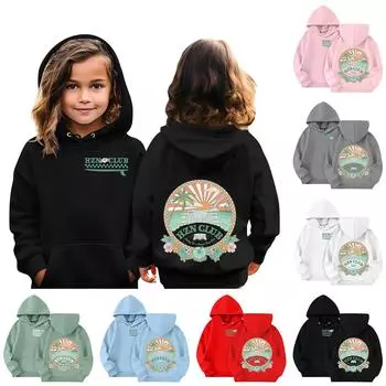 Детские толстовки, свободная спортивная рубашка с капюшоном и принтом, модная спортивная рубашка 110 чёрный