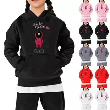 Детские толстовки, свободная спортивная рубашка с капюшоном и принтом, модная спортивная рубашка 110 чёрный