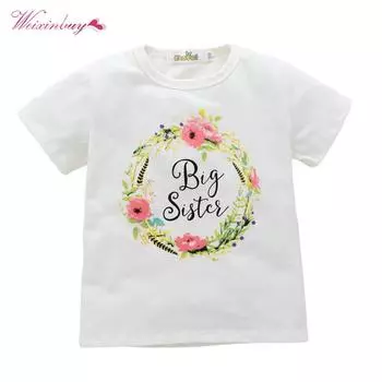 Детские топы для девочек, милый хлопковый костюм с короткой футболкой с буквенным принтом 110