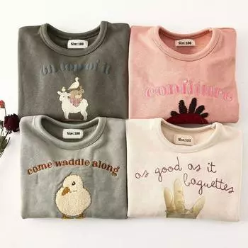 Детские топы с длинными рукавами, детские хлопковые толстовки с вышивкой, осенний детский пуловер, одежда 73