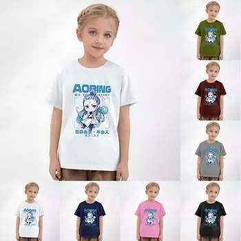 Детские топы с коротким рукавом, повседневная футболка с принтом, круглый вырез, блузка-пуловер 100 армия зеленый