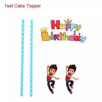 Детские товары для дня рождения в стиле «Щенячий патруль», украшения, одноразовая посуда 1set-Cake Topper