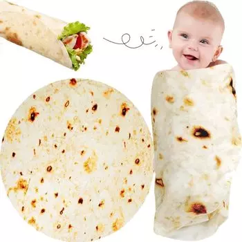 Детские товары Одеяло-буррито Тортилья Подарки для новорожденных Мальчиков Девочек Пеленки для душа Пледы Одеяла-пленка для малышей Фланель Тако Домашние животные 100x100cm