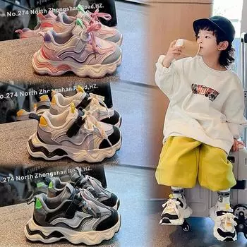 Детские трендовые удобные кроссовки для бега на мягкой подошве, студенческие модные повседневные дышащие спортивные кроссовки для мальчиков и девочек 26 розовый