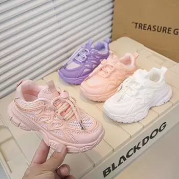 Детские трендовые удобные кроссовки для бега на мягкой подошве, студенческие модные повседневные дышащие спортивные кроссовки для мальчиков и девочек 26 розовый