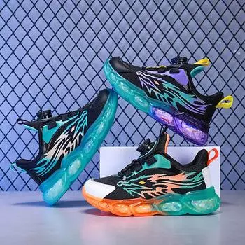 Детские трендовые удобные кроссовки для бега на мягкой подошве, студенческие модные повседневные дышащие спортивные кроссовки для мальчиков и девочек 28 оранжевый/чёрный