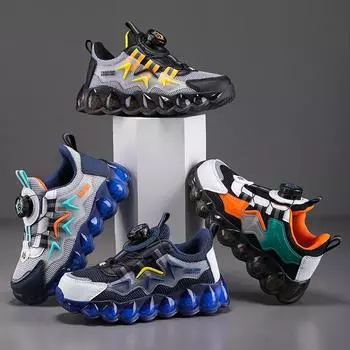 Детские трендовые удобные кроссовки для бега на мягкой подошве, студенческие модные повседневные дышащие спортивные кроссовки для мальчиков и девочек 27 синий