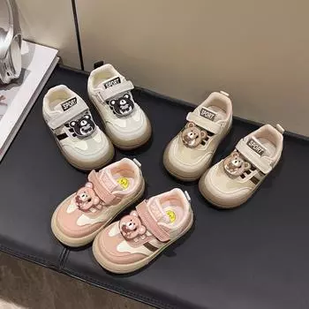 Детские тренировочные кроссовки на липучках: Универсальная обувь на плоской подошве для мальчиков и девочек Size 24 (Inner length 15cm) розовый