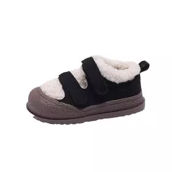 Детские туфли без застежек Детские хлопковые туфли Матовые хлопковые туфли для девочек Кашемировые туфли для мальчиков 22 чёрный