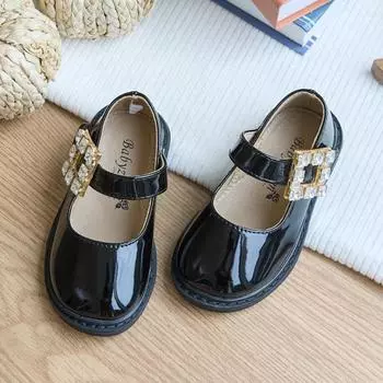 Детские туфли Clover на плоской подошве для девочек Baby Jam, черные-A102 150