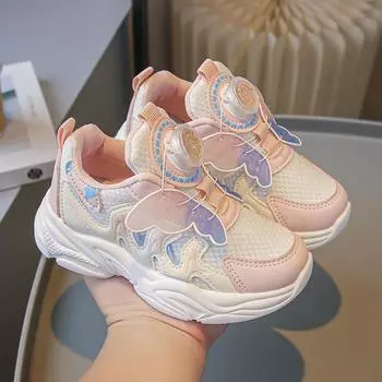 Детские туфли Daddy Shoes Double Net Casual Sports Shoes для детей дошкольного возраста с вращающимися пуговицами Autumn Single Shoes Low Top Girls Shoes 26 чёрный