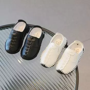 Детские туфли, детская повседневная кожаная обувь, 21 белый