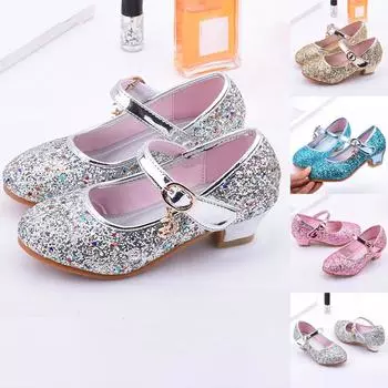 Детские туфли для девочек с жемчугом и кристаллами, с бантом, для танцев 30 серебряный
