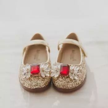 Детские туфли для девочек со светодиодной подсветкой Porori Flat Gold-Y761A Baby Jam 140