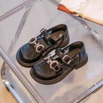 Детские туфли из черной металлической ткани для девочек, новинка лета 2024 года, простые корейские детские туфли-кеды Mary Janes 23 бежевый