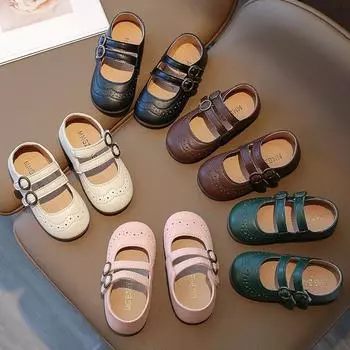 Детские туфли маленькие весна и лето новые мягкие подошвы милые принцессы туфли с круглым носком липучки дышащие одинарные туфли женские 21 зелёный