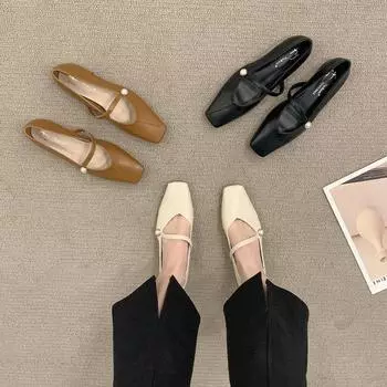 Детские туфли на плоской подошве 2025 года, весна-осень-лето, новый универсальный дизайн, женские туфли Мэри Джейн, вечерние туфли для легкого ветра 35