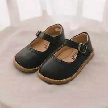 Детские туфли на плоской подошве для девочек Baby Jam, черные-A062 130