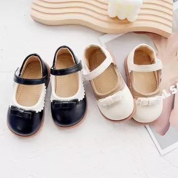 Детские туфли на плоской подошве. Нескользящие универсальные туфли контрастного цвета с мягкой подошвой. 28